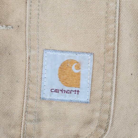 Vtg Carhartt Double Knee Bib Overalls Mens 40 Unlined Canvas 90's Work Distress - Picture 7 of 16